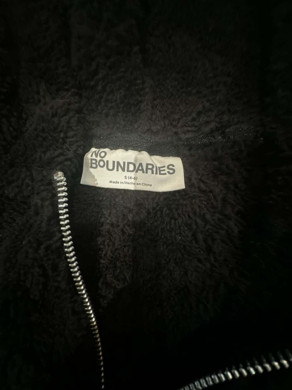 No Boundaries Black Faux Fur Textured Zip-Up Hoodie - Picture 2 of 5